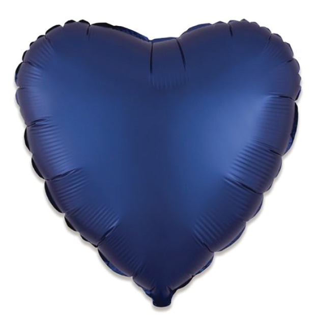 Folieballon satin luxe hart navy (43 cm)