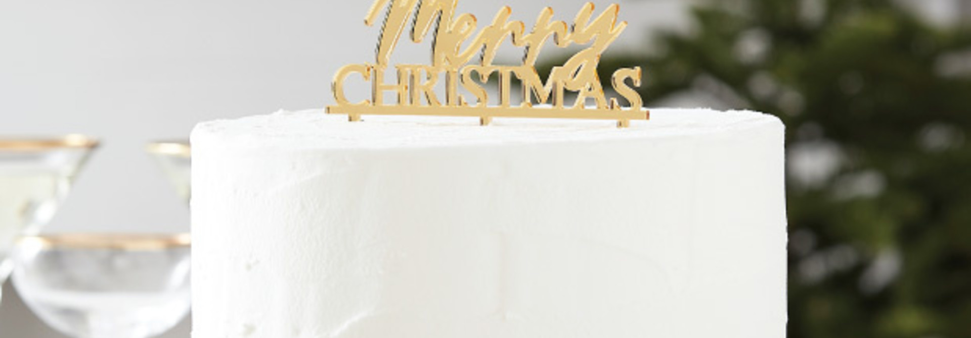 Taarttopper Merry Christmas acryl goud Ginger Ray