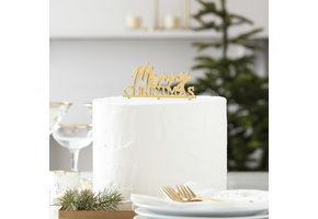 Taarttopper Merry Christmas acryl goud Ginger Ray