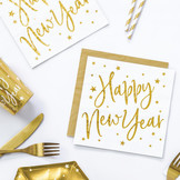 Servetten Happy New Year wit (20st)