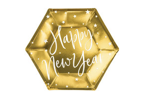 Bordjes Happy New Year goud (6st)