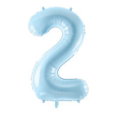 Folie cijferballon 2 lichtblauw (86 cm)