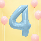 Folie cijferballon 4 lichtblauw (86 cm)