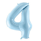 Folie cijferballon 4 lichtblauw (86 cm)
