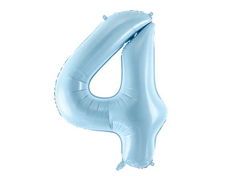 Folie cijferballon 4 lichtblauw (86 cm)
