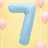 Folie cijferballon 7 lichtblauw (86cm)