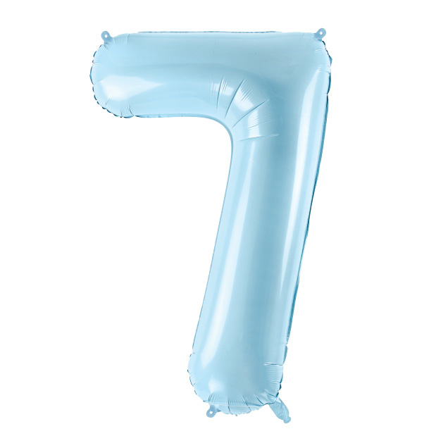 Folie cijferballon 7 lichtblauw (86cm)
