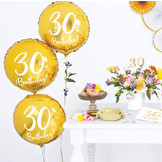 Folieballon 30th Birthday goud (45cm)