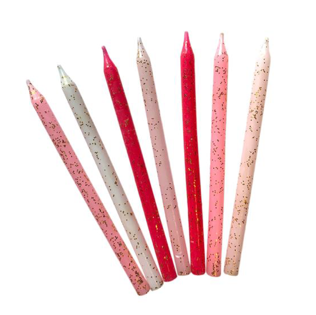 Taartkaarsen glitter roze (16st)