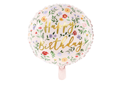Folieballon Happy Birthday Flowers (35cm)