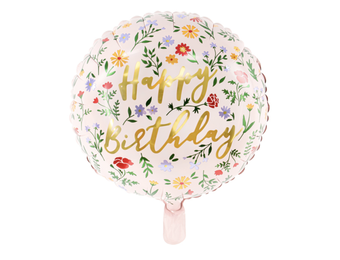 Folieballon Happy Birthday Flowers (35cm)