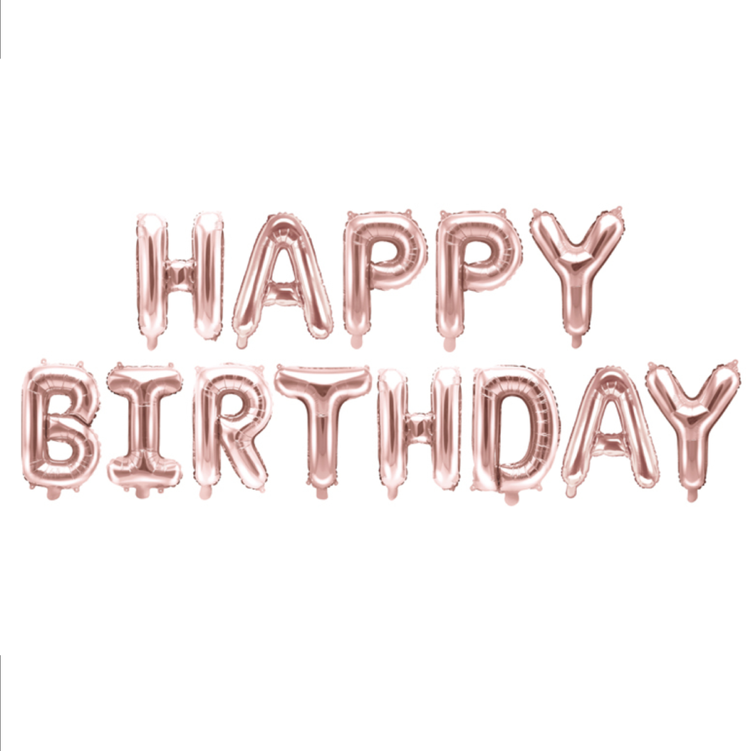 Happy birthday folieballonslinger roségoud