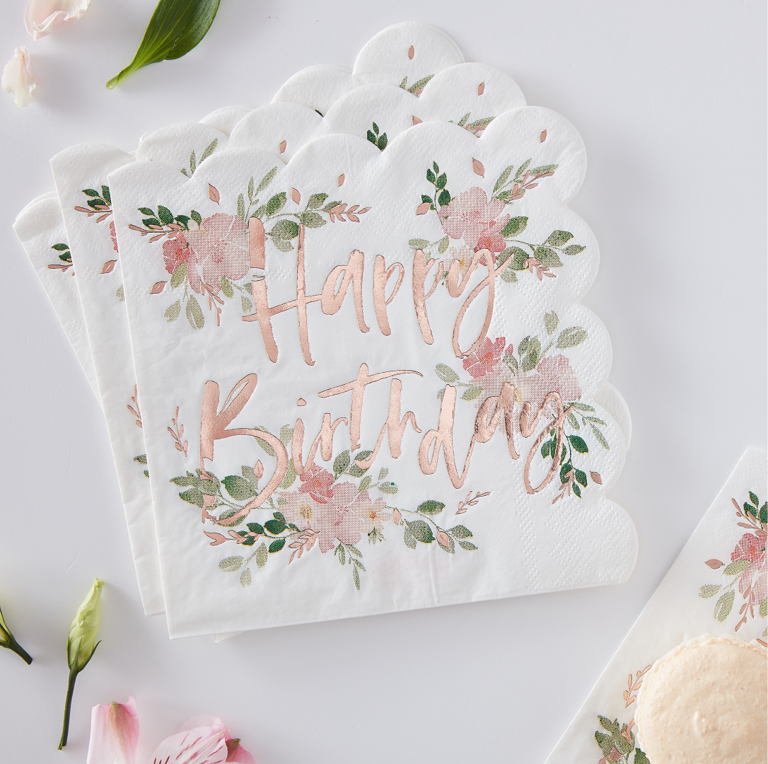 Servetten Happy Birthday Ditsy Floral (16st) Ginger Ray