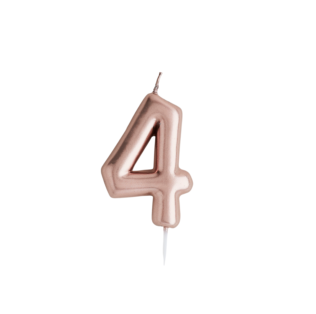 Kaars 4 jaar roségoud Hootyballoo