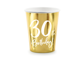 Bekertjes 30th Birthday goud (6st)