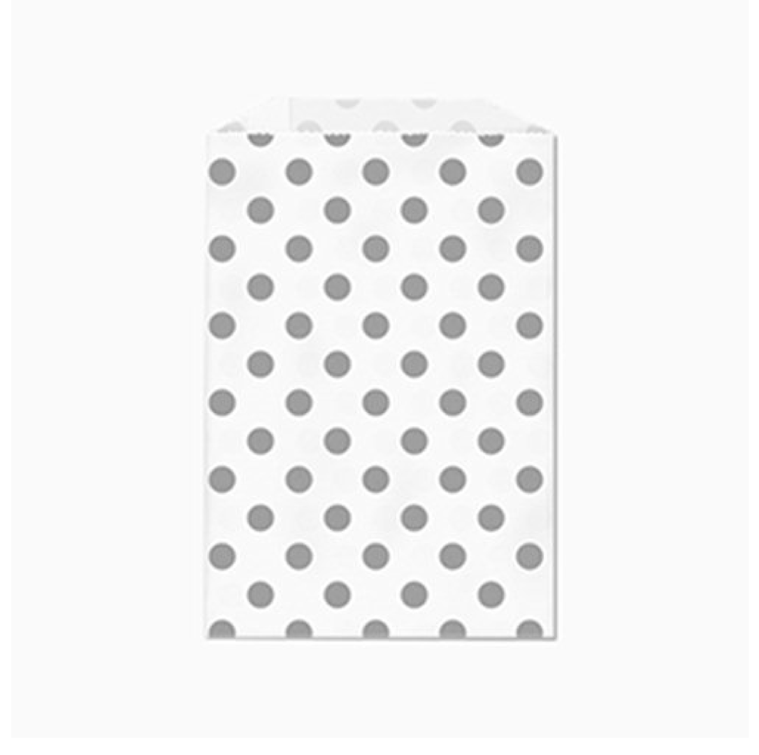 Traktatiezakjes zilver polka dots (12st)
