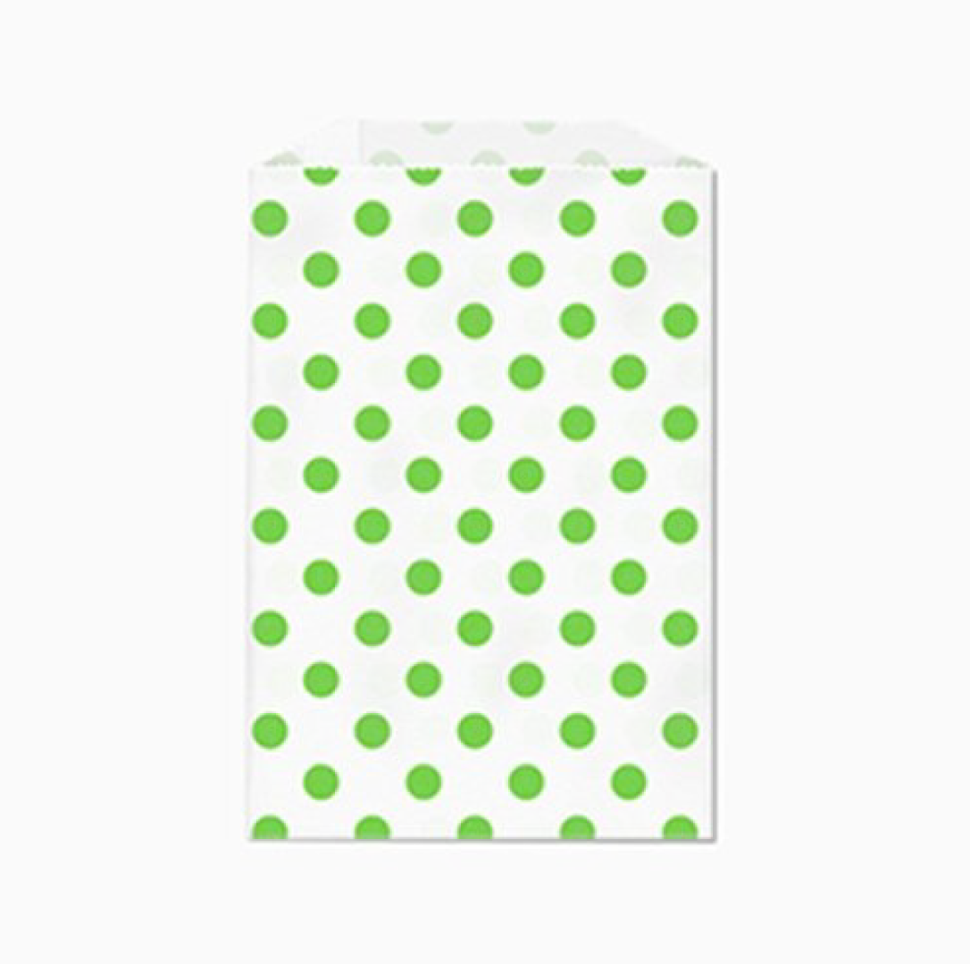 Traktatiezakjes groen polka dots (12st)