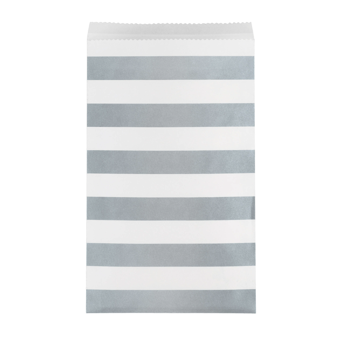 Traktatiezakjes zilver gestreept (12st)