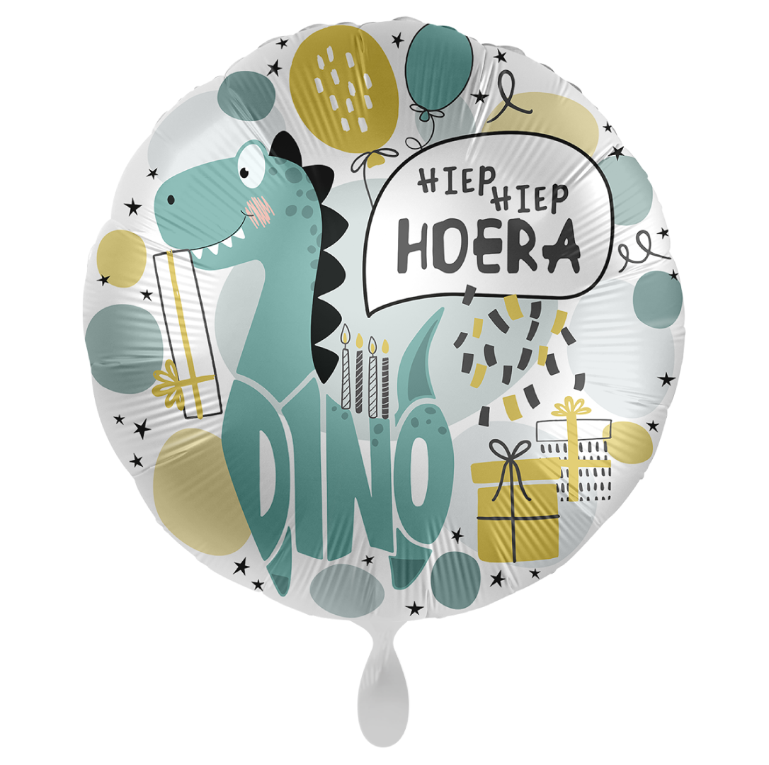 Folieballon Hiep Hiep Hoera Dino (43cm)