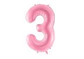 Folieballon cijfer 3 roze (86 cm)