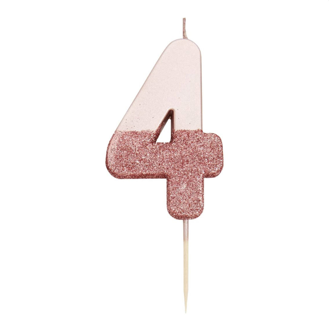 Verjaardagskaarsje 4 roségoud Talking Tables