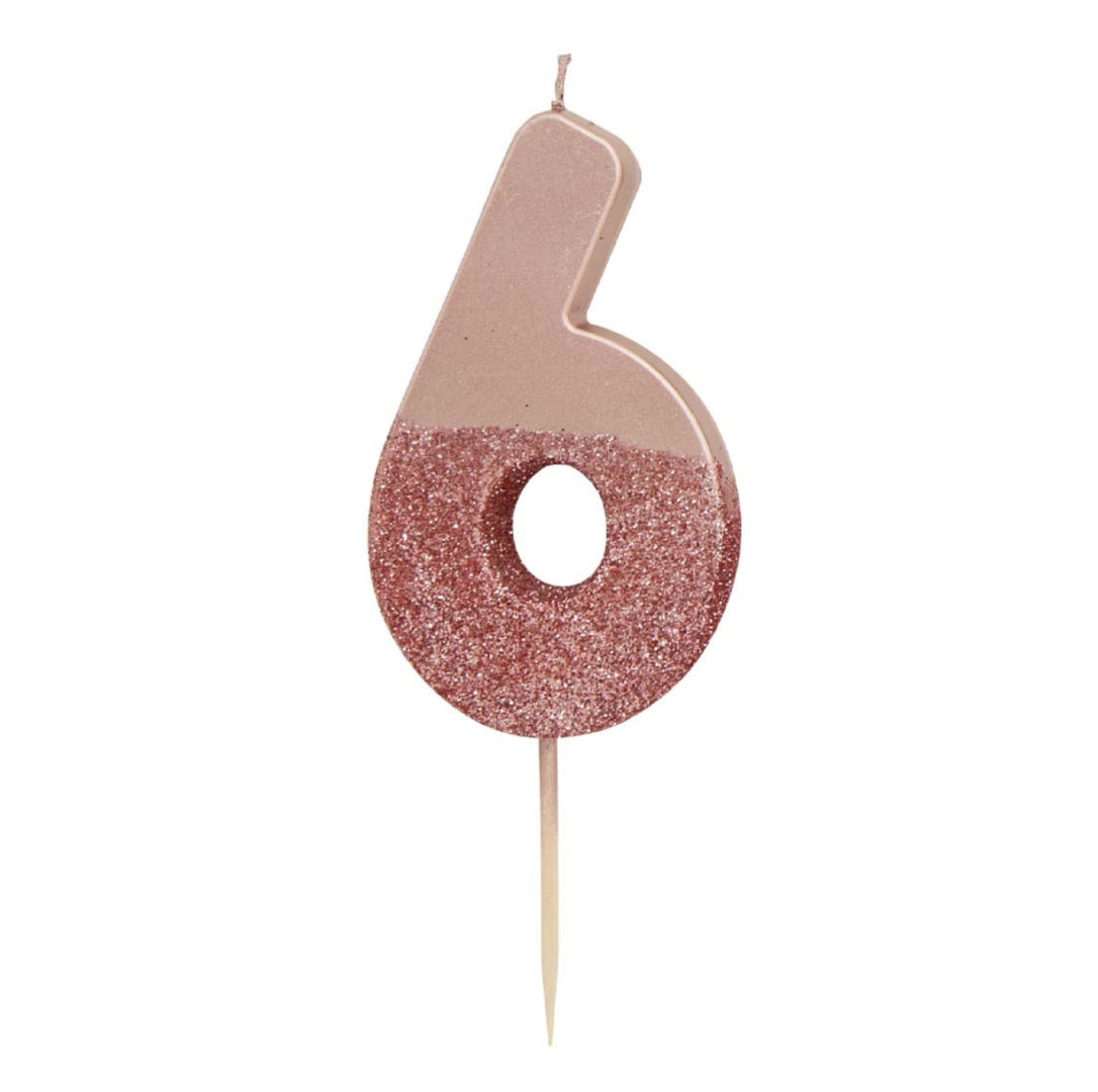 Verjaardagskaarsje 6 roségoud Talking Tables