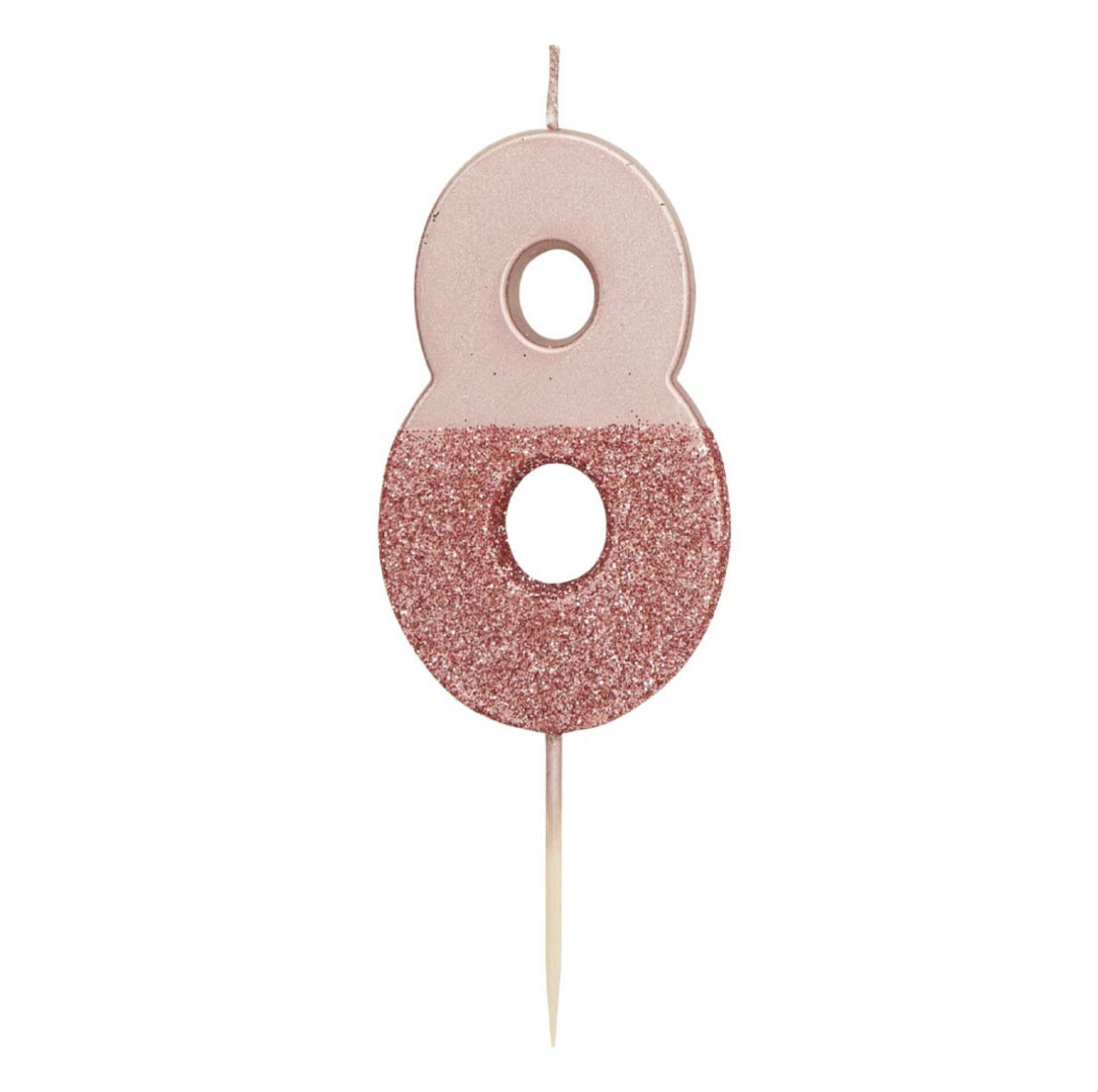 Verjaardagskaarsje 8 roségoud Talking Tables