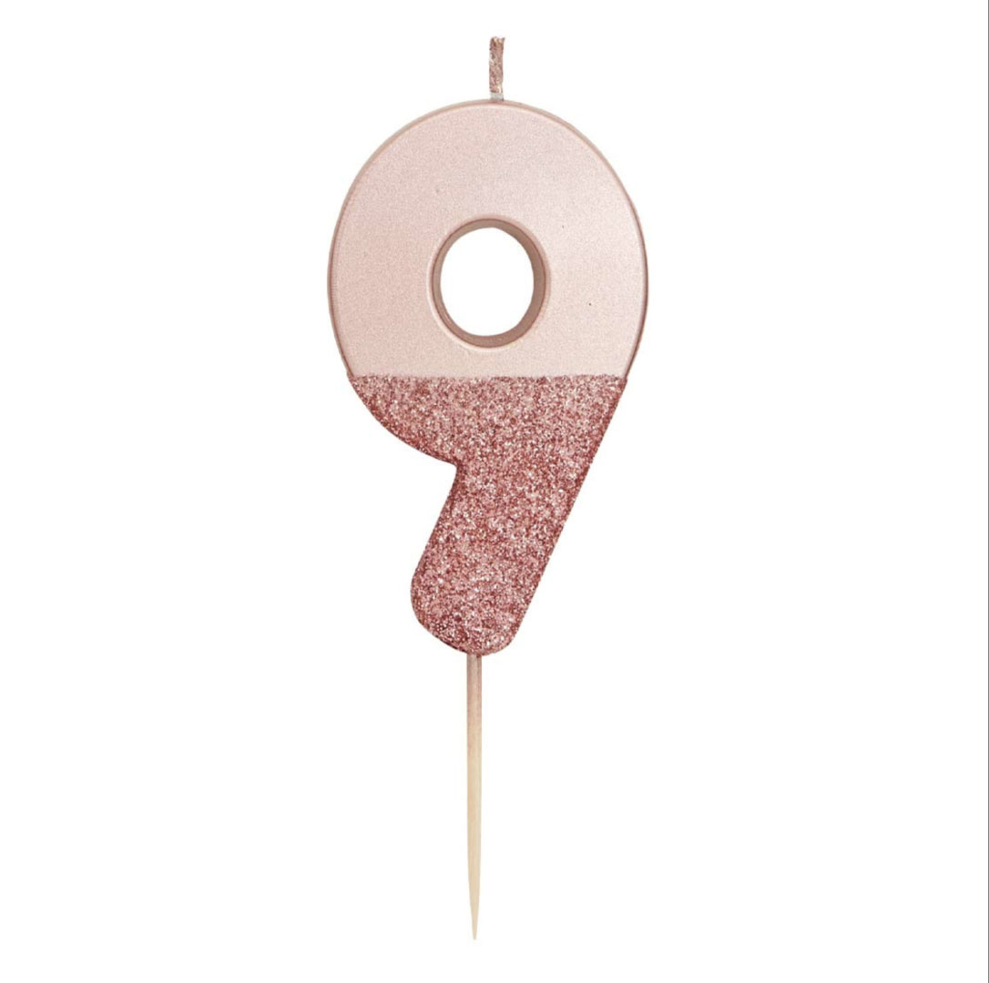 Verjaardagskaarsje 9 roségoud Talking Tables