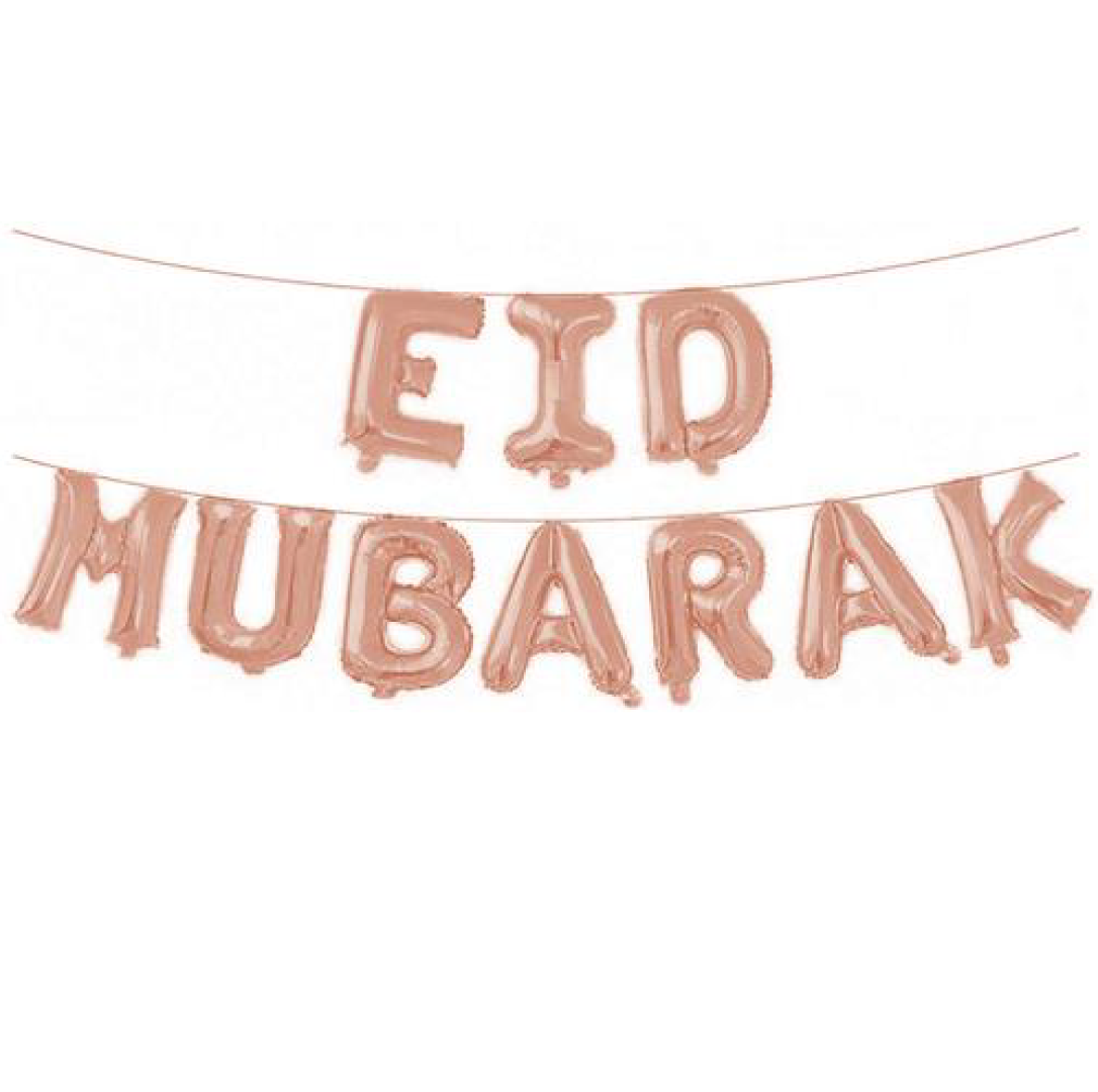 Eid Mubarak folieballonnen roségoud (4M)