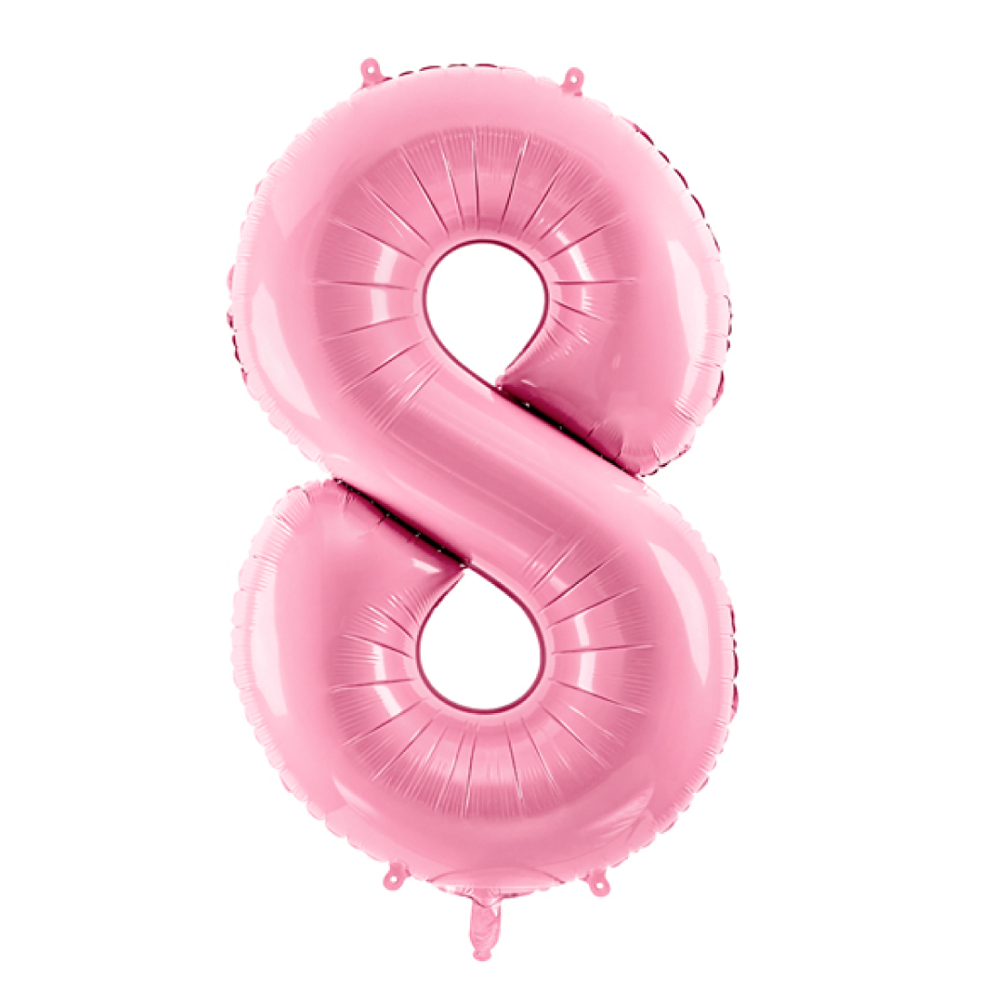 Folieballon cijfer 8 roze (86cm)