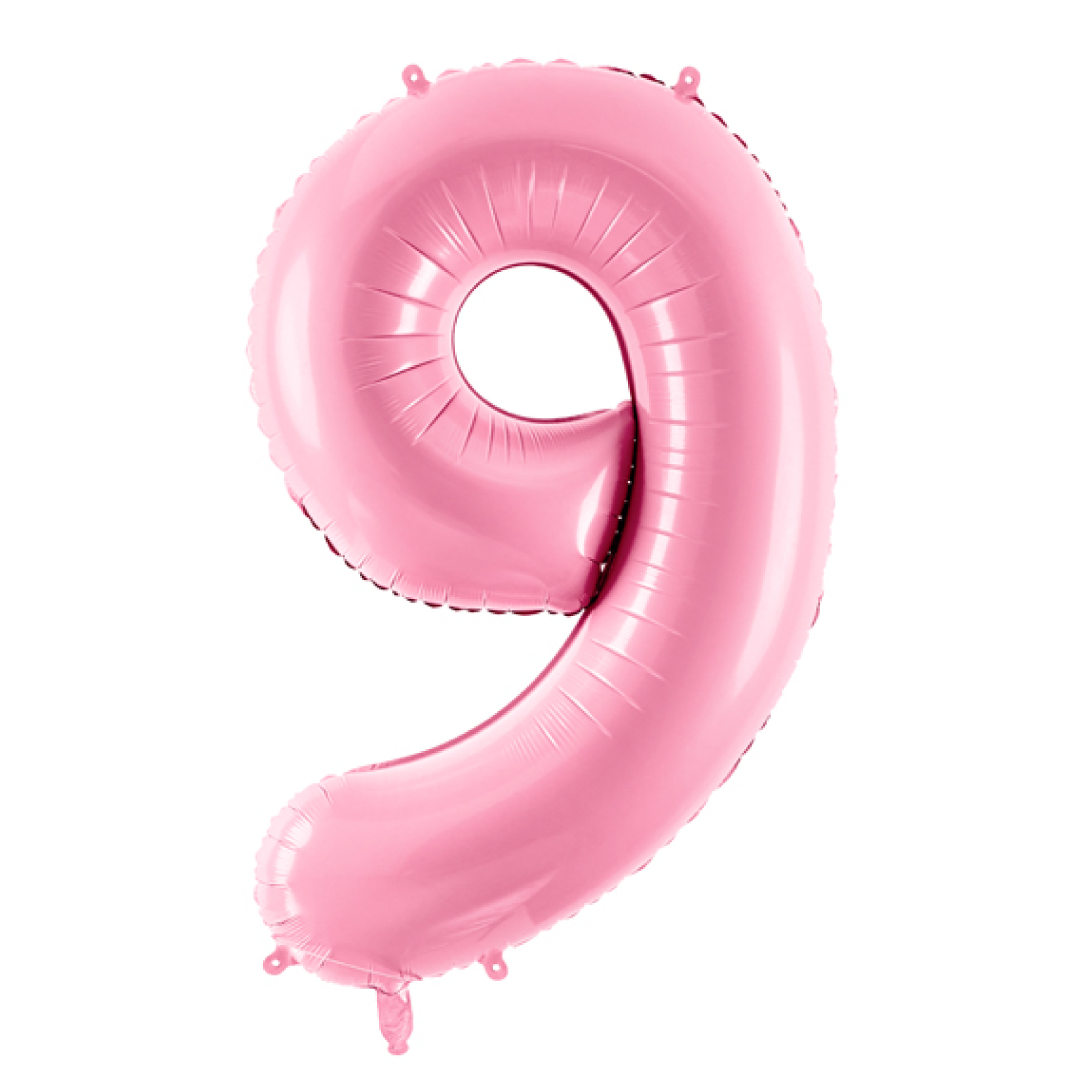Folieballon cijfer 9 roze (86cm)