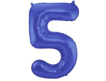 Cijfer folieballon 5 metallic mat blauw (86cm)