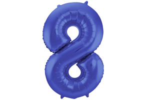 Cijfer folieballon 8 metallic mat blauw (86cm)