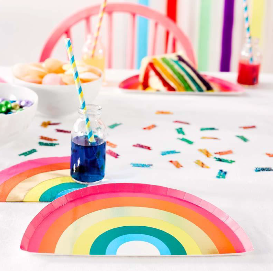Bordjes regenboog (12st) Birthday Brights Talking Tables