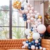 Ballonnenboog groot marble nude & chrome navy (200st) Ginger Ray