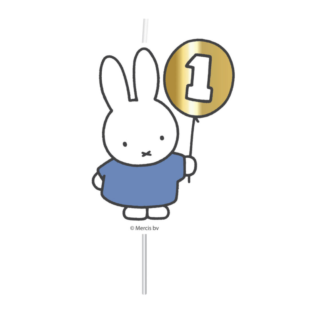 Nijntje 1 jaar cijfer kaars blauw Dick Bruna