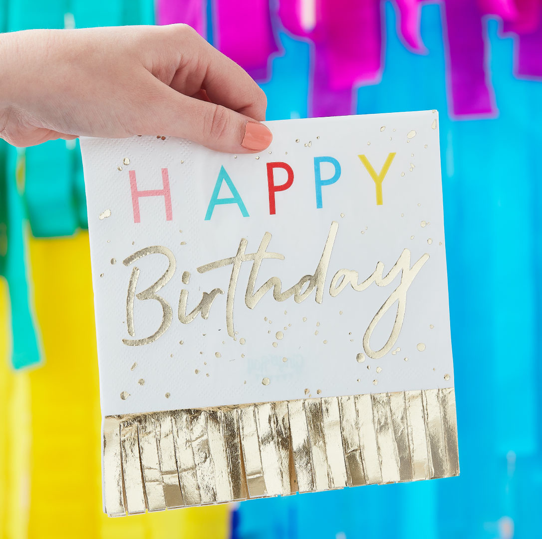 Servetten Happy Birthday Mix It Up Brights (16st) Ginger Ray