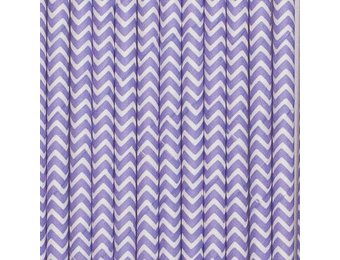 Papieren rietjes chevron lila (25st)