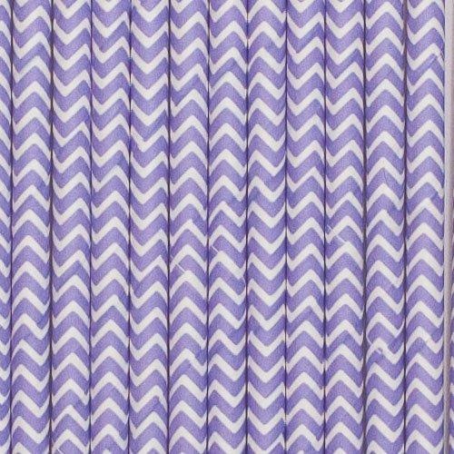 Papieren rietjes chevron lila (25st)