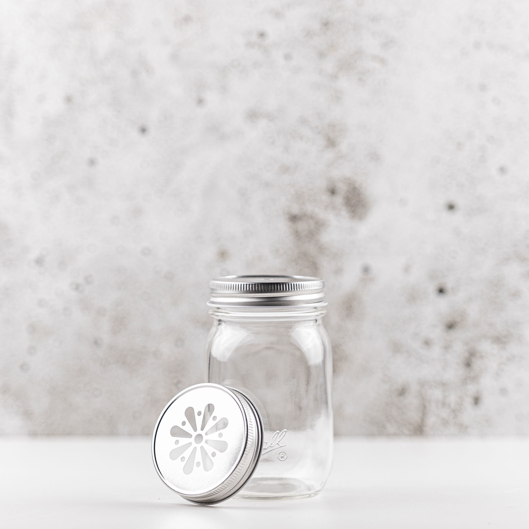 Mason Jar margriet deksel zilver