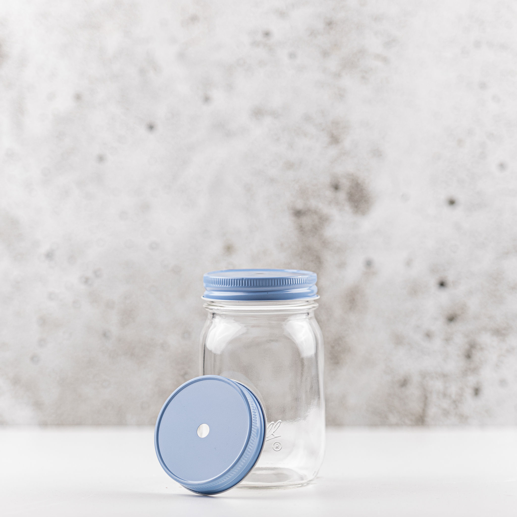 Mason Jar regular straw deksel blauw