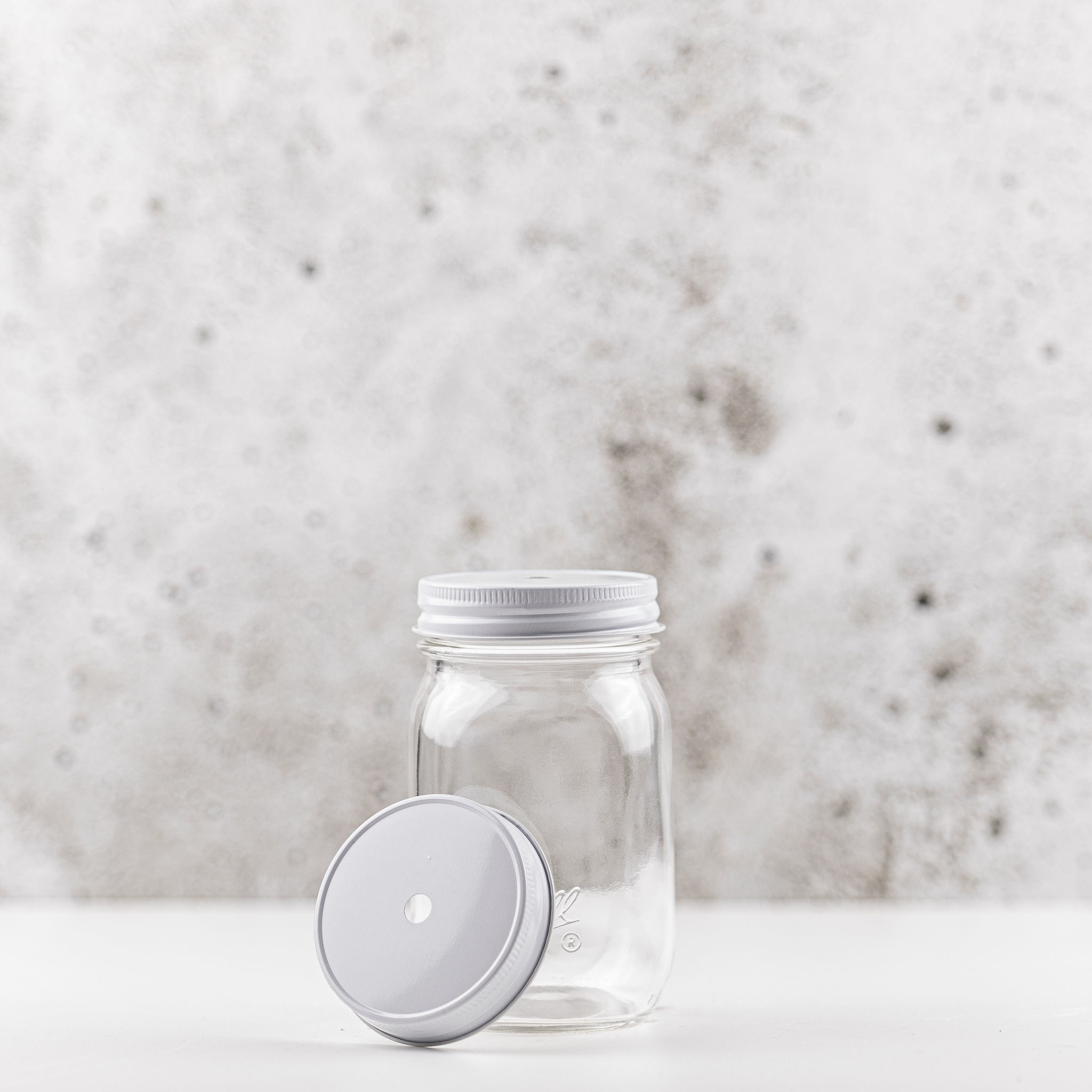 Mason Jar regular straw deksel wit