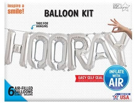 Folieballon hooray zilver XL