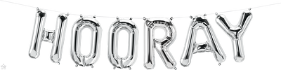Folieballon hooray zilver XL