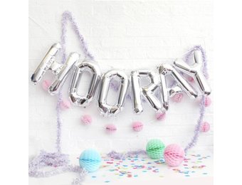 Folieballon hooray zilver XL