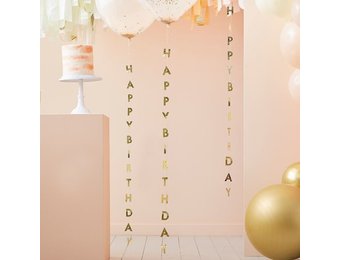 Ballonlinten Happy Birthday Mix It Up peach (5st) Ginger Ray