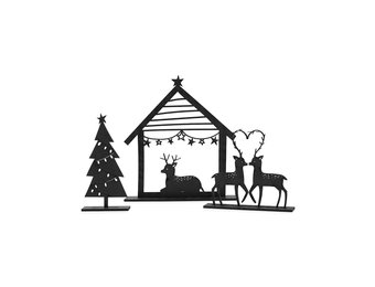Kerstset - kerststal, kerstboom en hertjes