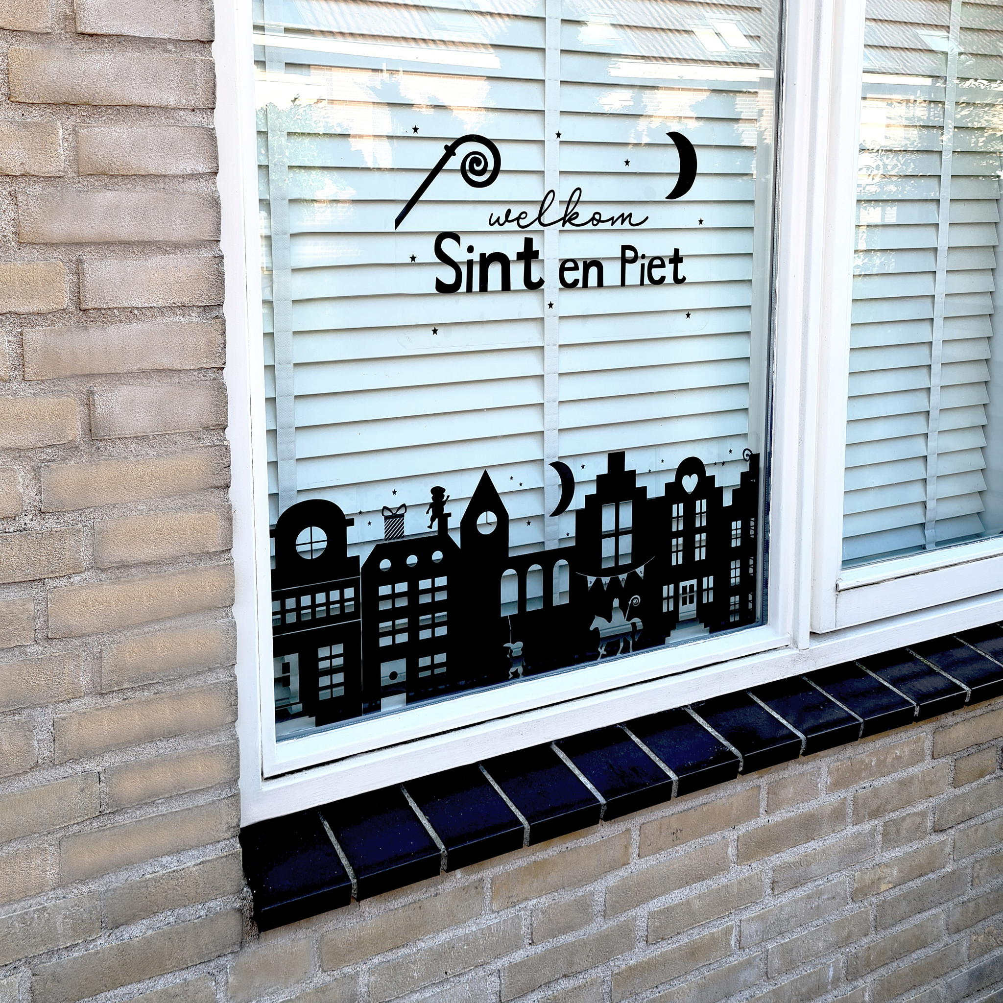 Raamsticker Sinterklaas zwart (herbruikbaar)