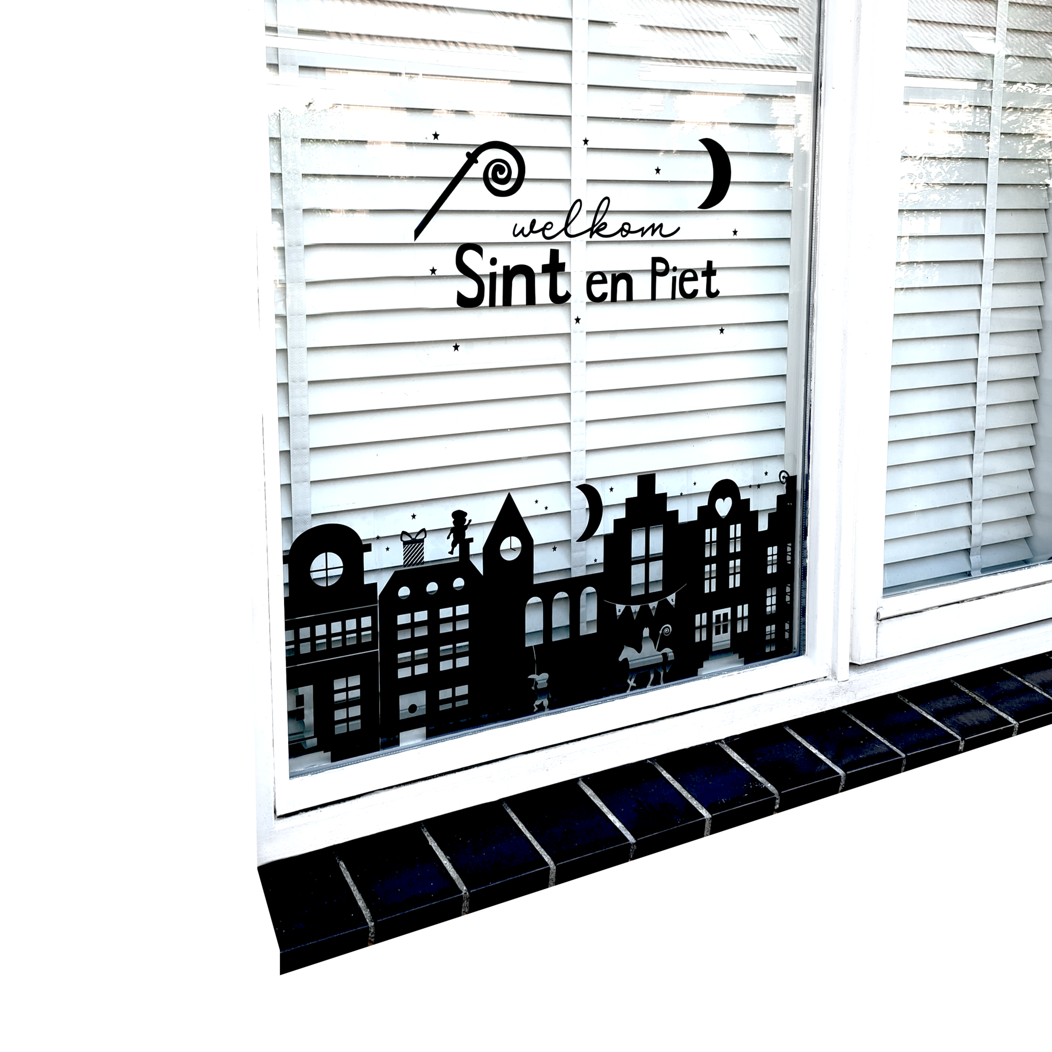Raamsticker Sinterklaas zwart (herbruikbaar)