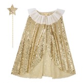 Verkleedset gouden glitter cape en toverstaf (2st) Meri Meri